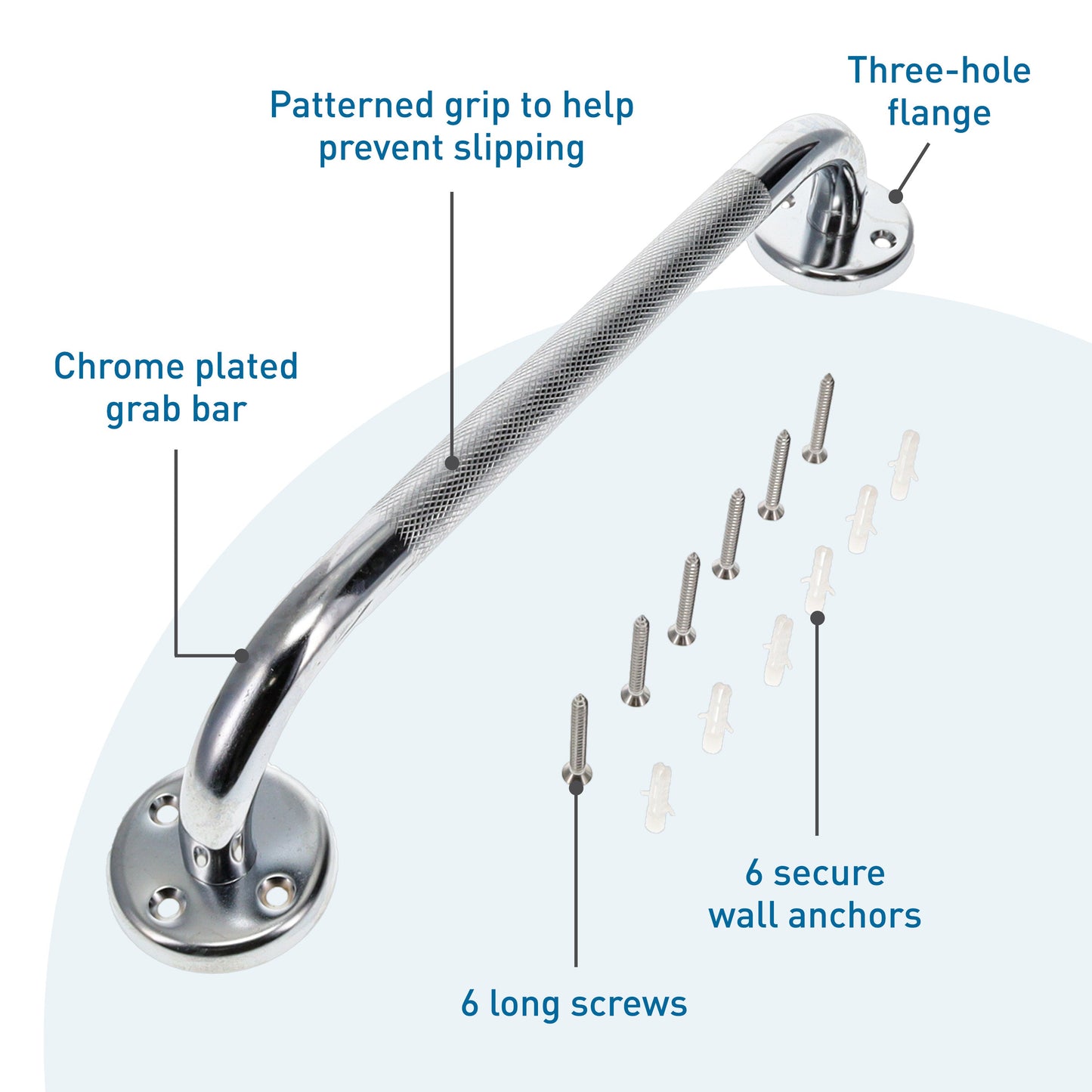 BodyMed Wall Grab Bar, Chrome Plated Steel