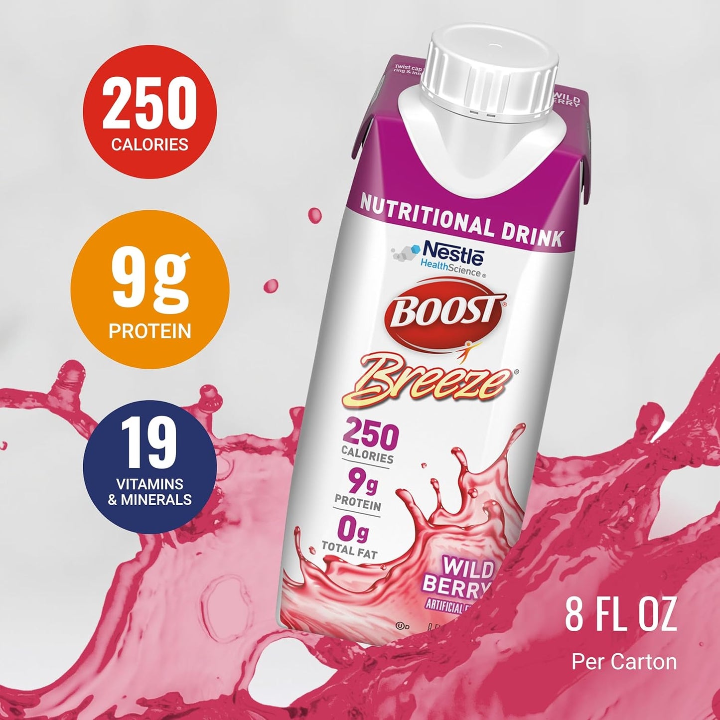 Nestle Boost Breeze, Wild Berry, 8 oz carton, CS/24