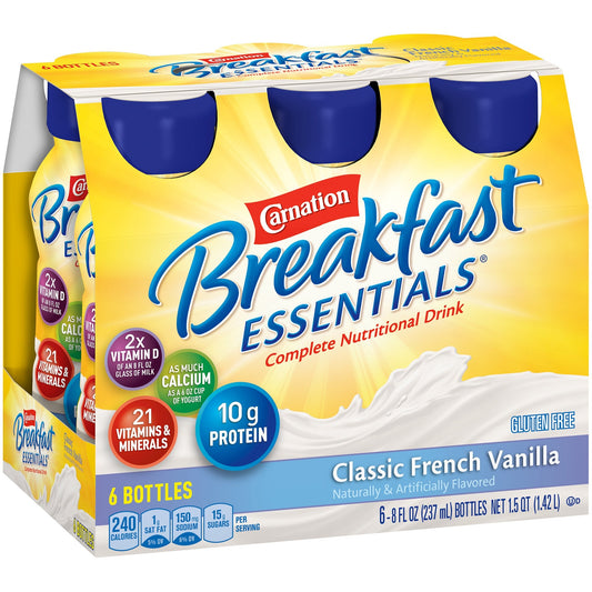 Nestle Carnation Breakfast Essentials, 8 oz Bottle, French Vanilla