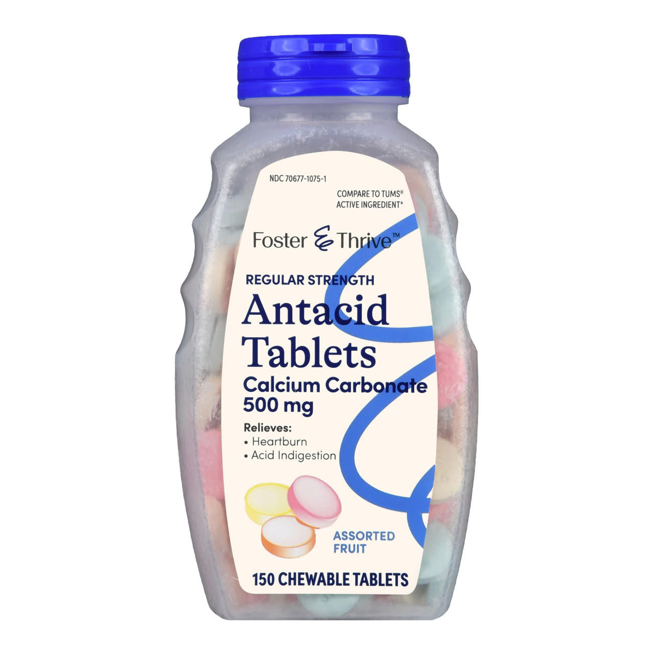 Foster & Thrive Chewable Antacid Tablets, 500 mg Strenth, 150 ct Bottle