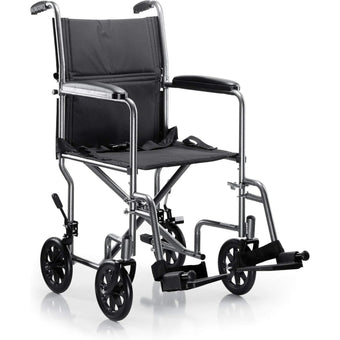 compare product McKesson Lightweight Steel Transport Chair, Silver Vein Finish
