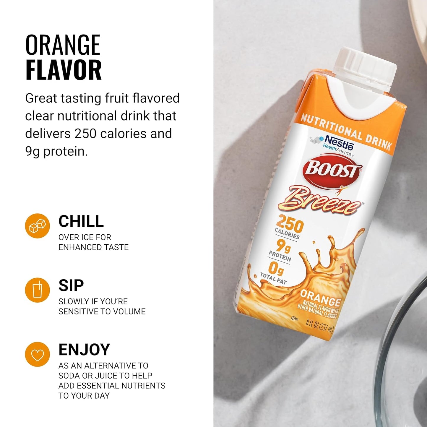 Nestle Boost Breeze, Orange, 8 oz carton, CS/24