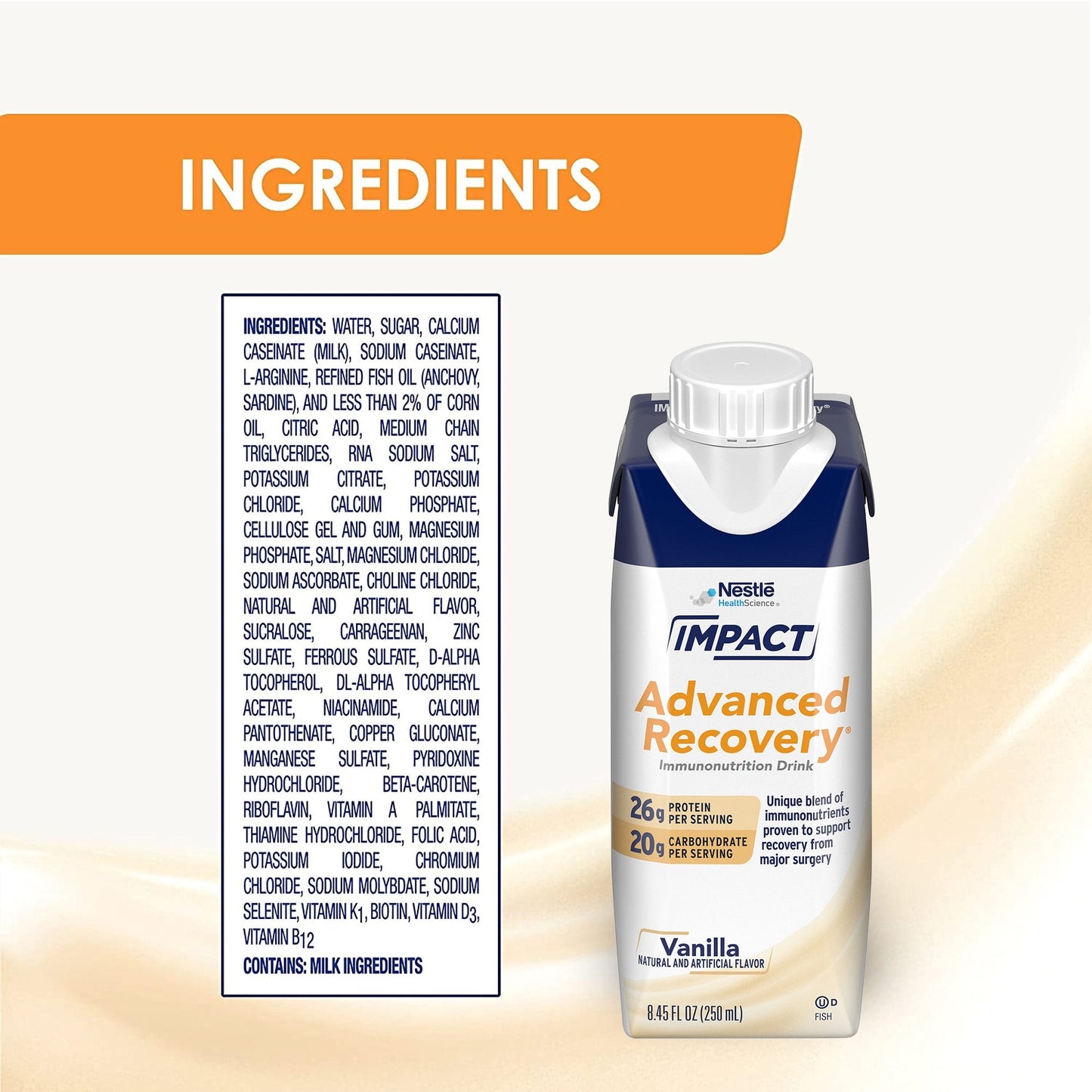 Nestle Impact Advanced Recovery Immunonutrition Drink, Vanilla, CS/10