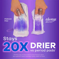 Always Discreet Moderate Long Pads, 4 Drops