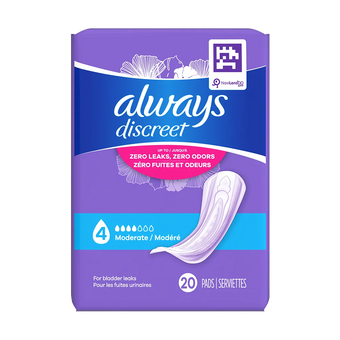 compare product Always Discreet Moderate Pads, 4 Drops