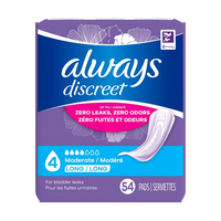 Always Discreet Moderate Long Pads, 4 Drops