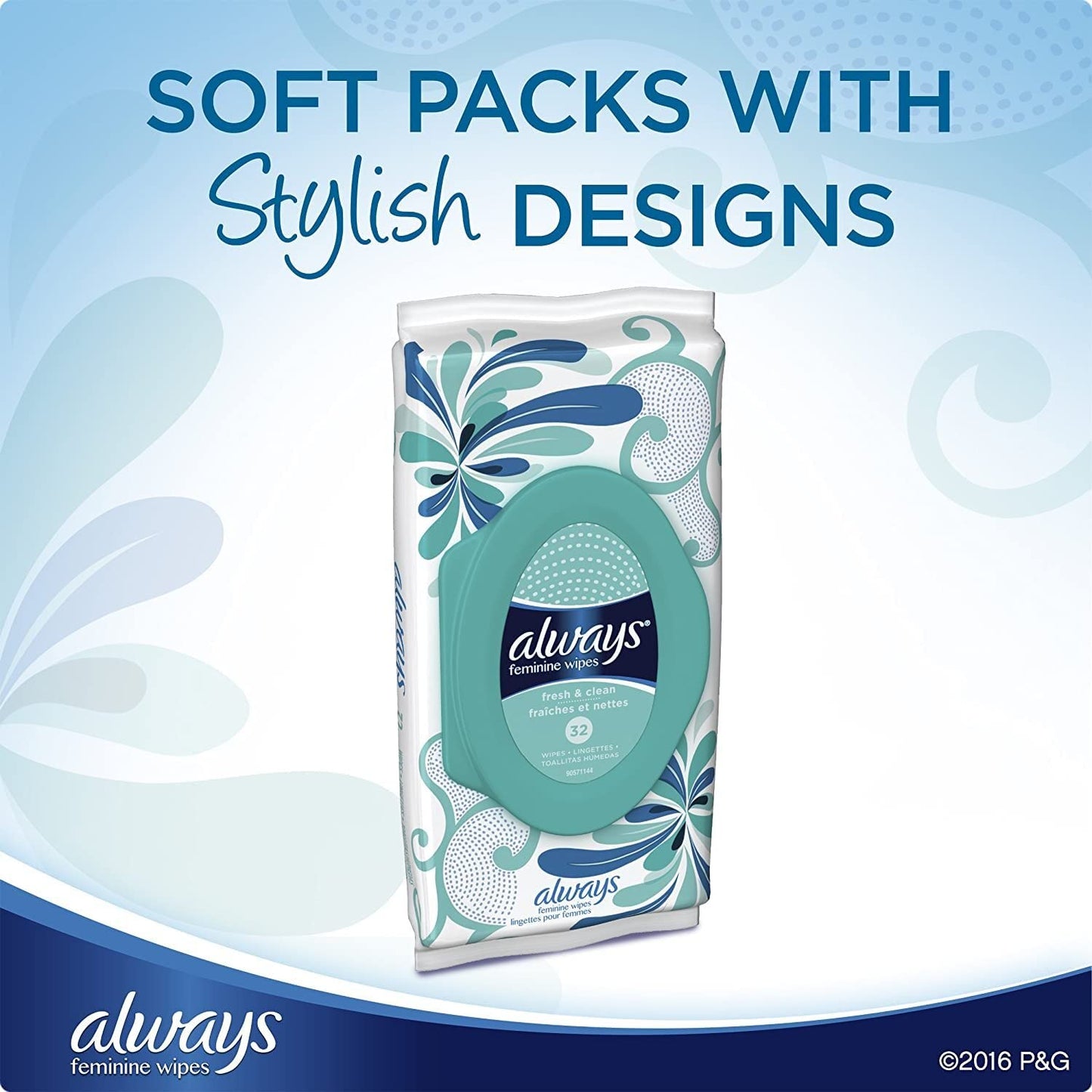 Always Feminine Wipes, Fresh & Clean, Soft Pack