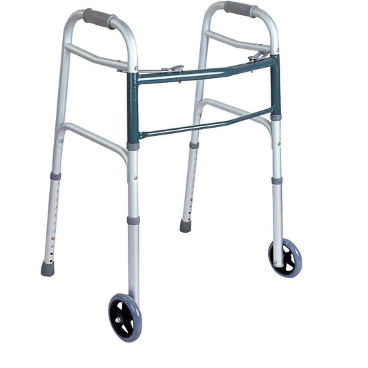 BodyMed 2 Button Folding Walker w/ Wheels