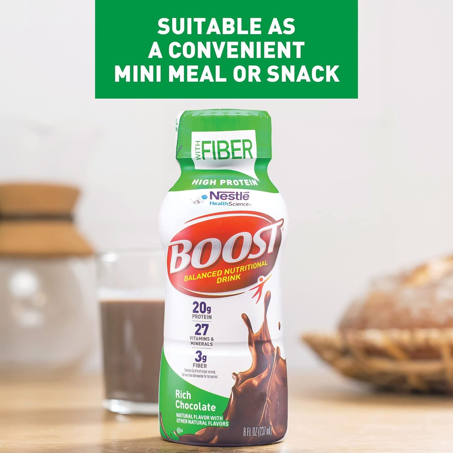 Nestle Boost High Protein, Rich Chocolate, 8 oz Bottle, Case/24