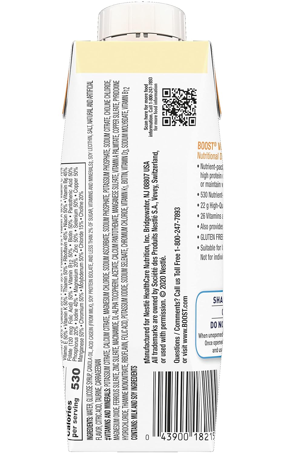 Nestle Boost Very High Calorie (VHC), Very Vanilla, 8 oz Carton, Case/24
