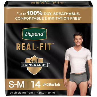 compare product Depend Men's Real Fit Absorbent Underwear, Maximum