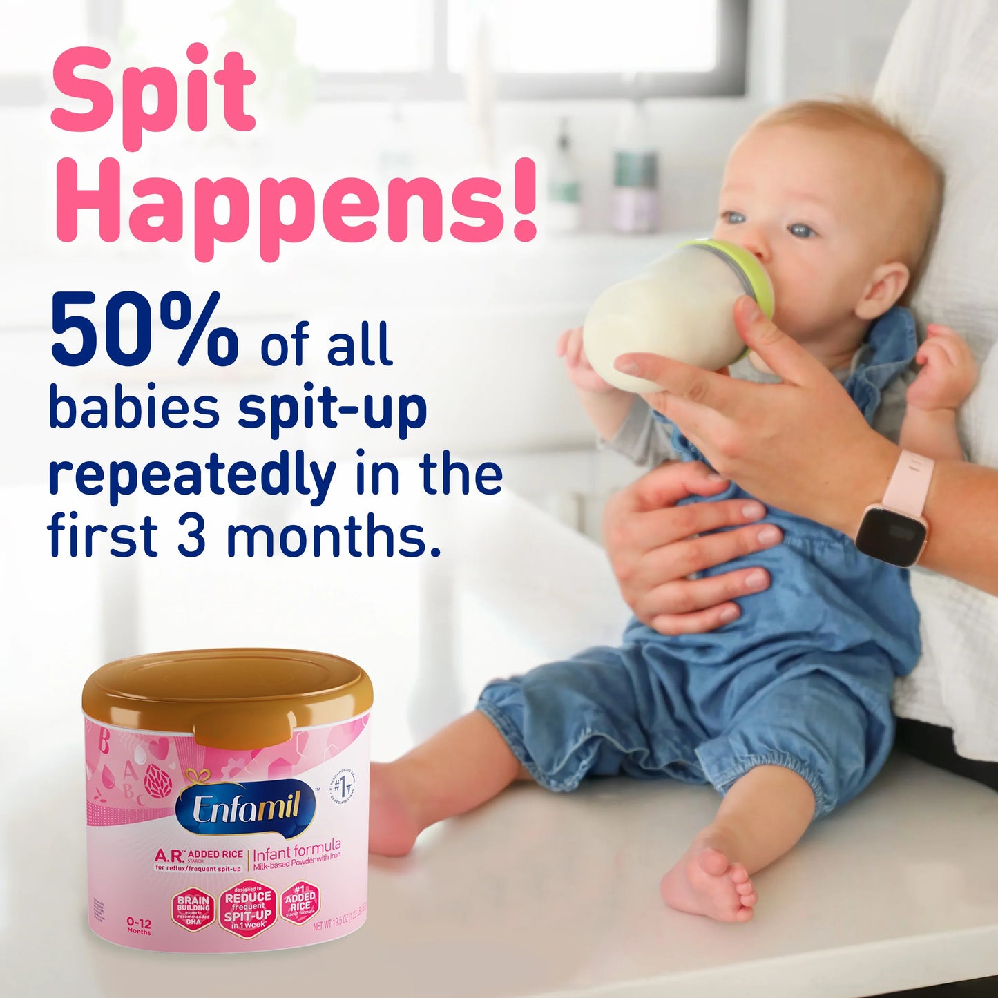 Enfamil A.R. Infant Formula with Added Rice, Ready to Use, 2 oz Bottle