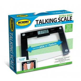 compare product Ideaworks Extra Wide Talking Bathroom Scale