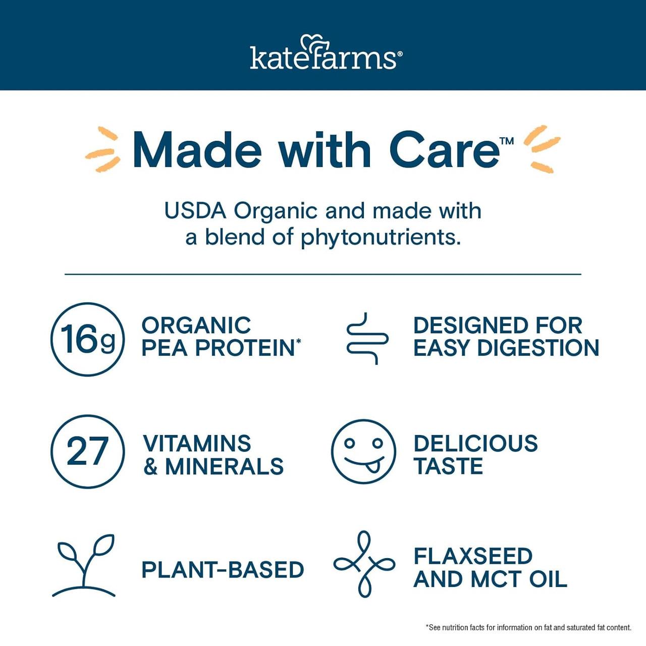 Kate Farms Nutrition Shake, Vanilla, Case/12