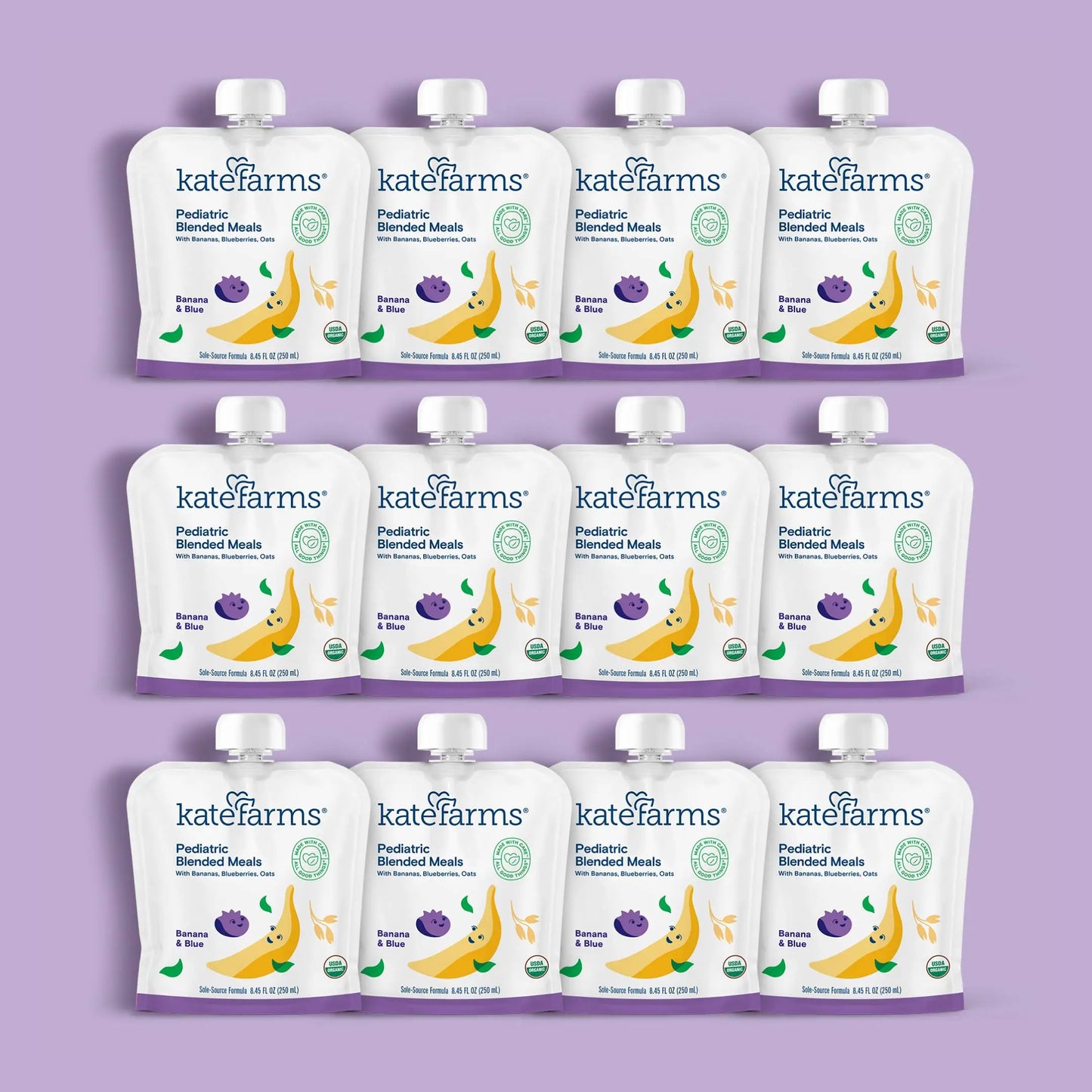 Kate Farms Pediatric Blended Meals, Banana & Blueberry, CS/12
