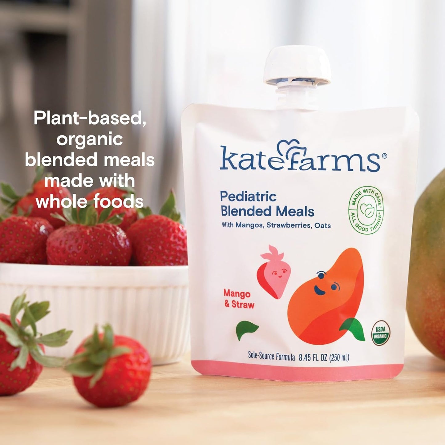 Kate Farms Pediatric Blended Meals, Mango & Strawberry, CS/12