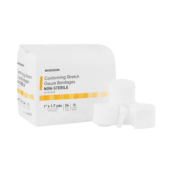 compare product McKesson Gauze Conforming Bandage, 1 in x 1.7 yds Roll, Non-Sterile