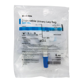 compare product McKesson Urinary Leg Bag with Anti-Reflux Valve, 500 mL