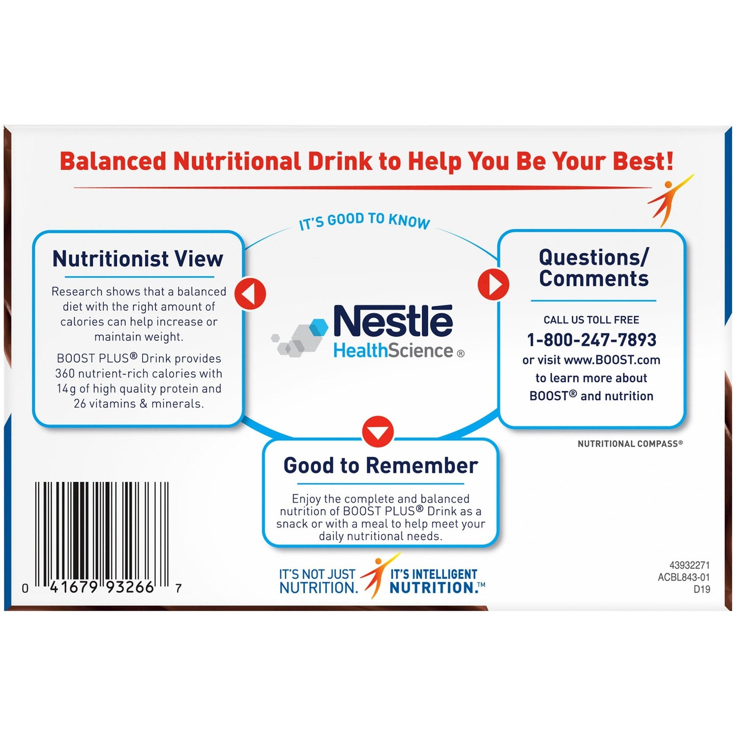 Nestle Boost Plus Nutritional Drink, Rich Chocolate, 8 oz Bottle, CS/24