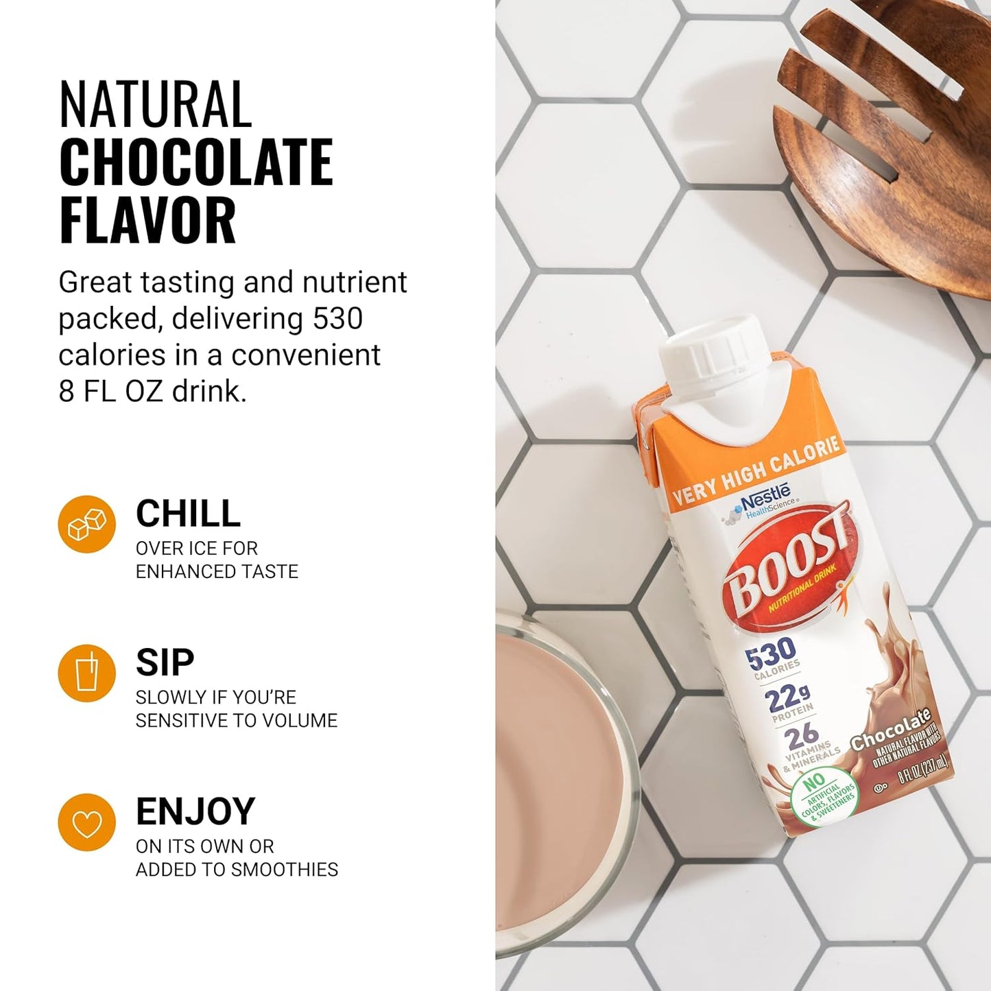 Nestle Boost Very High Calorie (VHC), Chocolate, 8 oz Carton, Case/24
