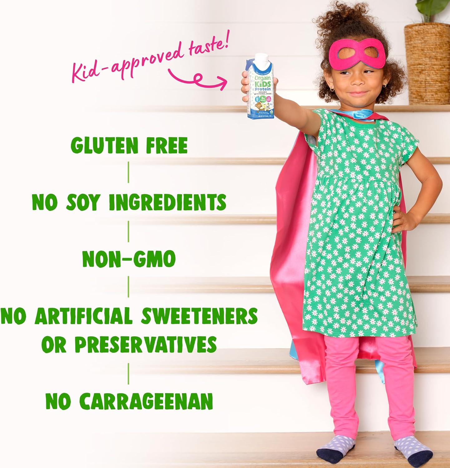 Orgain Organic Kids Nutritional Grass-Fed Protein Shake, Vanilla, Pack of 12