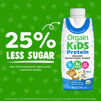 Orgain Organic Kids Nutritional Grass-Fed Protein Shake, Vanilla, Pack of 12