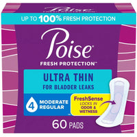 Poise Ultra Thin Pads, 4 Drops Moderate Absorbency, Regular Length